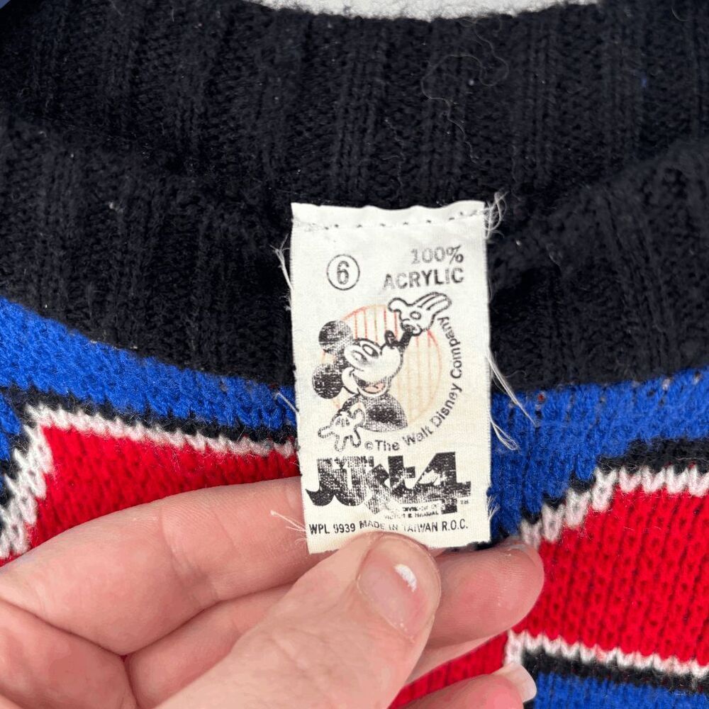 Vintage Disney Kid's Blue Red Black Long Sleeve Mickey Mouse Club Sweater Size 6 - Picture 3 of 7